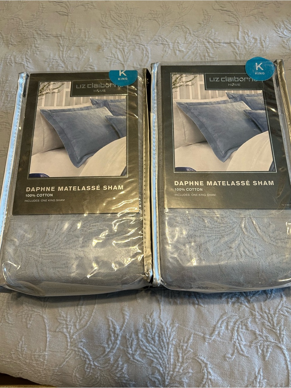 Liz Claiborne Daphne Matelassé King Sham - Light Blue